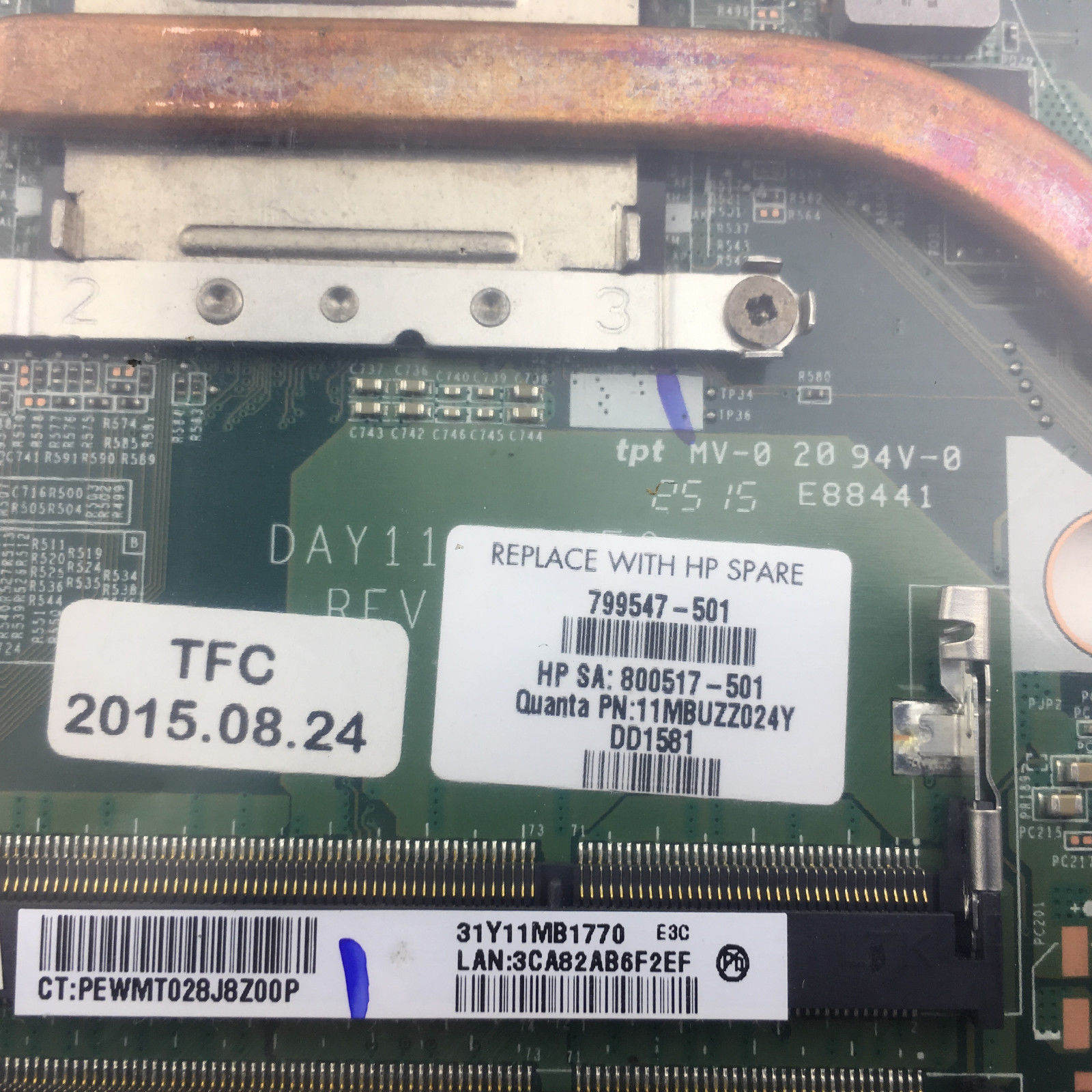 HP 15-P Laptop Motherboard i7-5500u CPU DAY11AMB6E0 799547-501