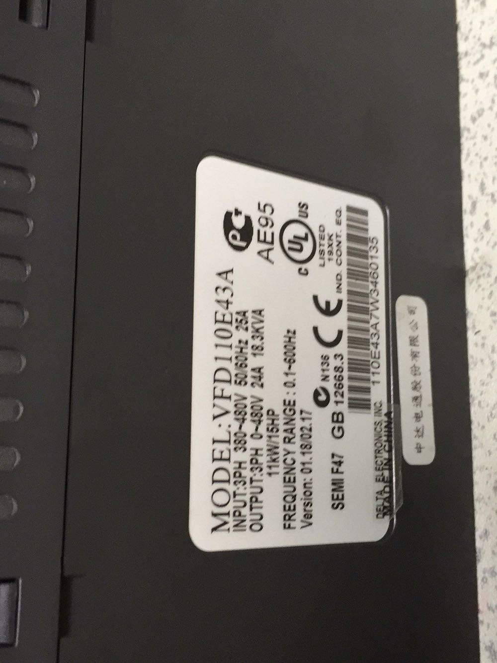 VFD110E43A DELTA VFD Inverter Frequency converter 11kw 15HP 3 PHASE 380V