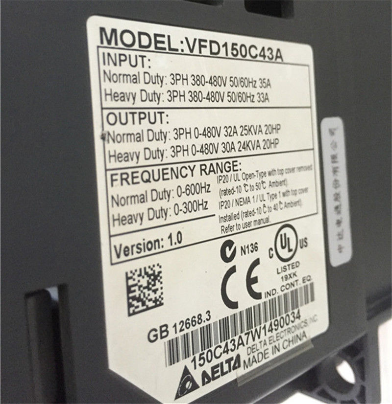 VFD150C43A DELTA VFD Inverter Frequency converter 15kw 20HP 3-Phase AC38