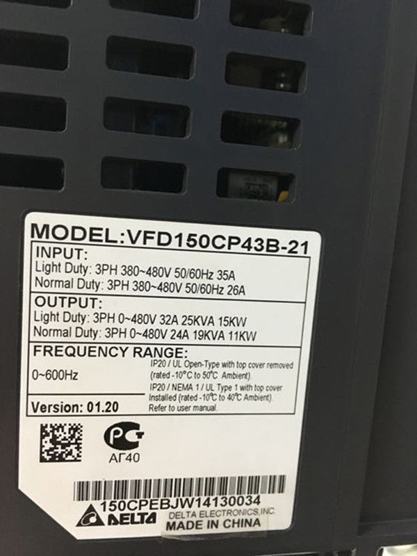 VFD150CP43B-21 DELTA VFD Inverter Frequency converter 15kw 20HP 3PH AC38